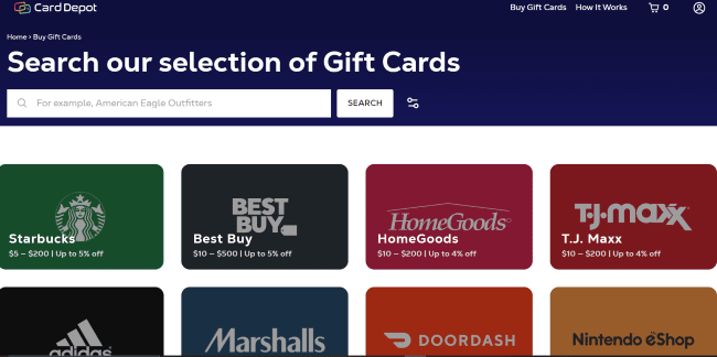 What Does Small Business Website Design Entail? 19 3. Gift Cards Depot