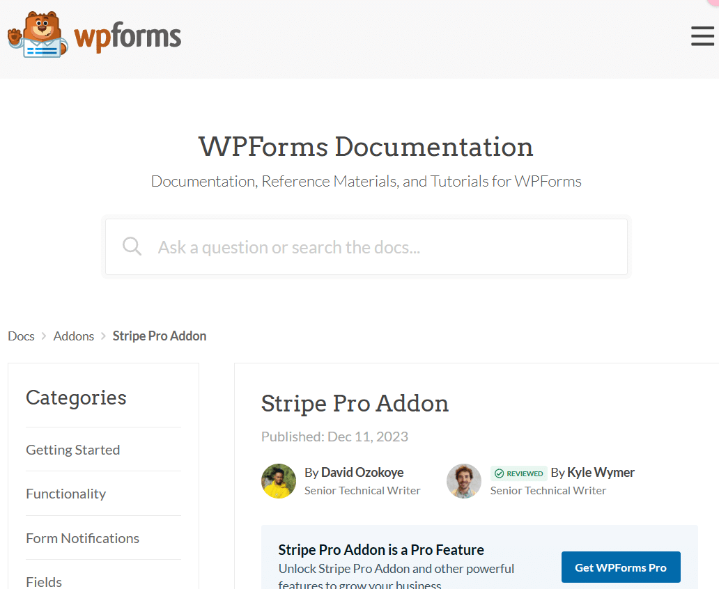WPForms Stripe Addon