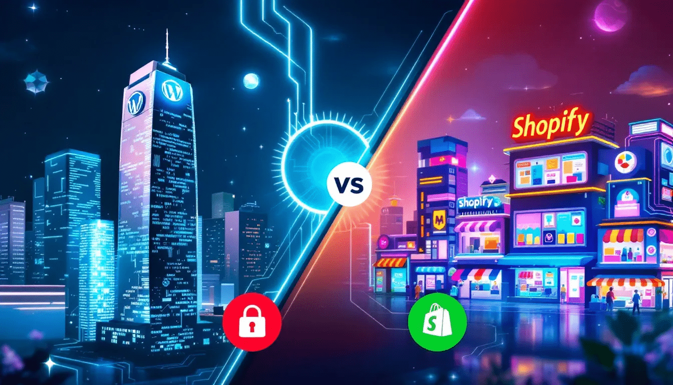 An overview of WordPress and Shopify, highlighting their features and differences.