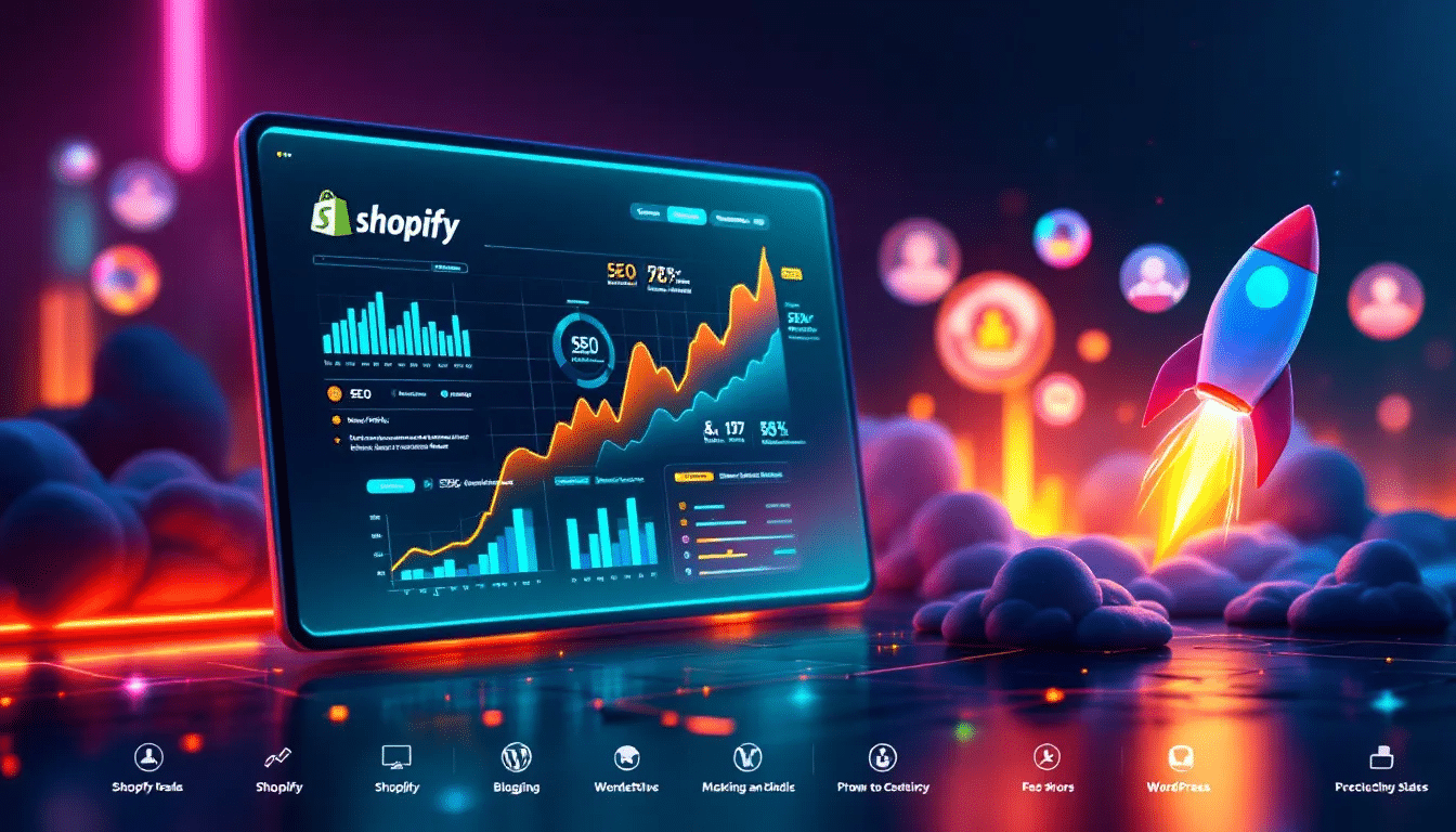 SEO and marketing tools available for WordPress and Shopify.