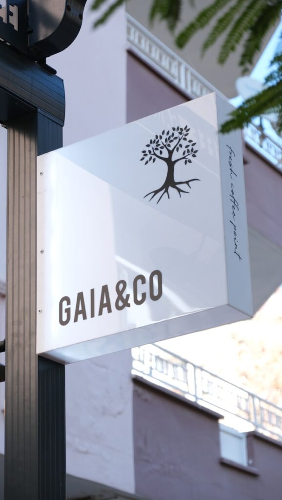 5 Visual Identity Mistakes to Avoid During a Business Rebrand 1 A sign for "gaia & co" is displayed.
